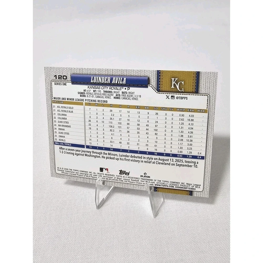 2026 Topps Series 1 – Luinder Avila (RC) Silver Diamante #120 Kansas City Royals